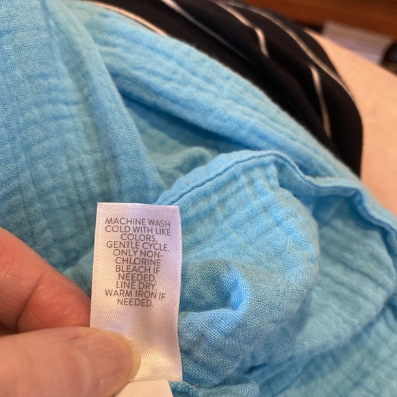 J. Jill popover 100% cotton gauze top Size 2X teal blue long sleeve V-neck - Picture 7 of 9